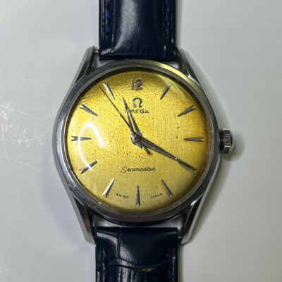 Vintage Omega Seamaster Wind-up with Navy Blue Aftermarket Strap