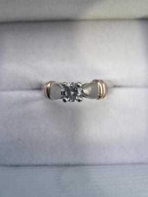 Lady's Diamond Engagement Ring .01 CT. 14K 2 Tone Gold 3.39g
