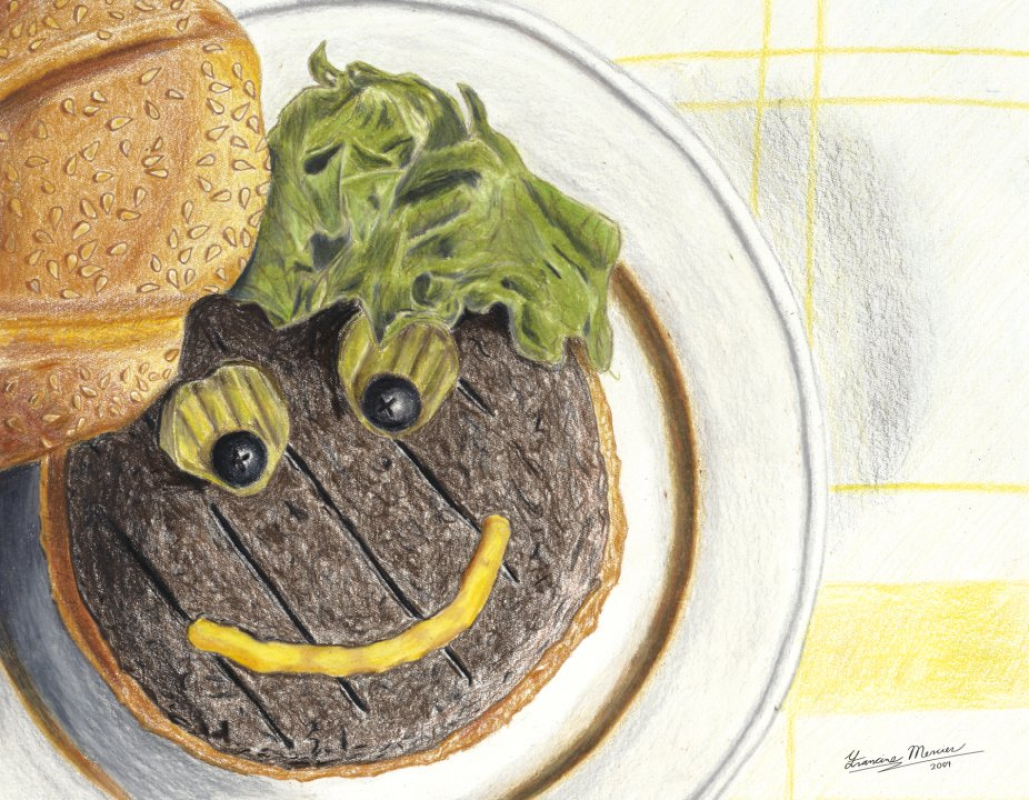 Happy Hamburger Sketch - 17x13.5" Limited Edition