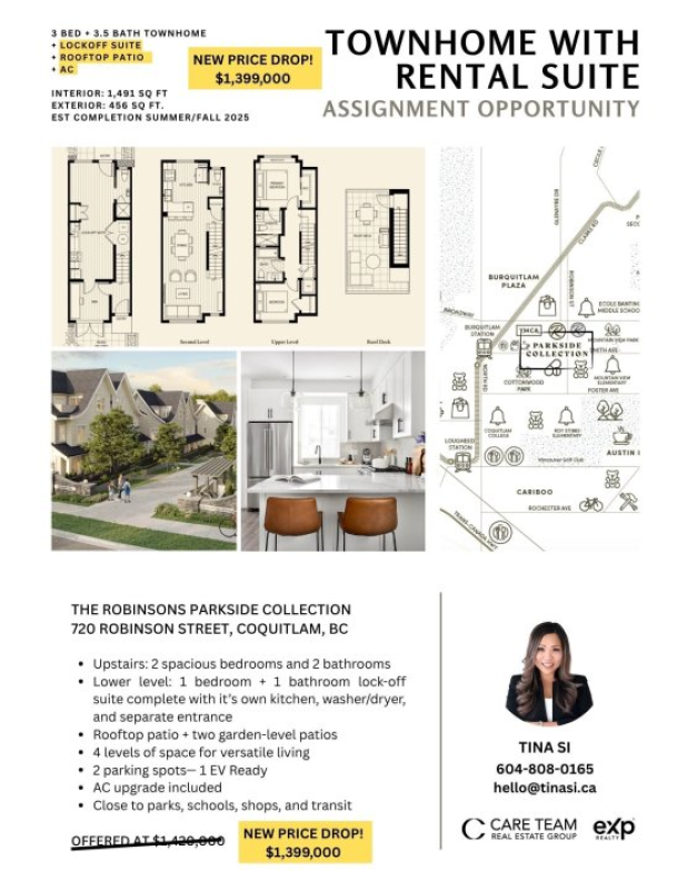 Coquitlam Townhouse Assignment For Sale (with Rental Suite)
