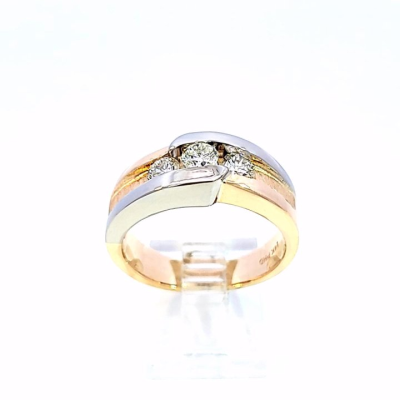Diamond Fashion Ring 3 Diamonds .50 Carat T.W. 14K 2 Tone Gold 11.79g