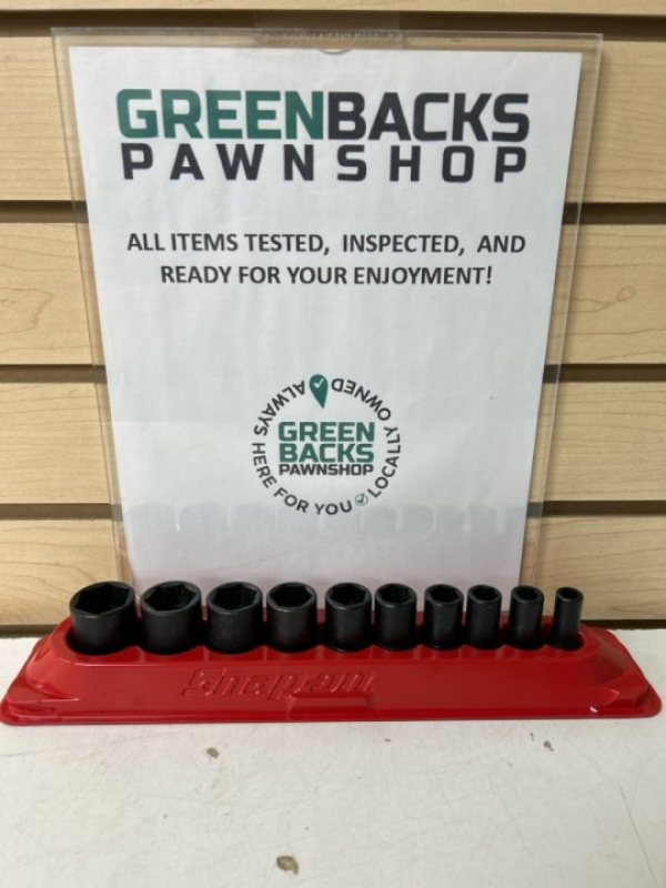 SNAP-ON 10 PC 3/8" DRIVE 6-POINT SAE FLANK DRIVE SEMI-DEEP IMPACT SOCKET SET