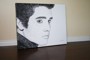 Elvis Presley Word Art - 30x24" Ink Drawing