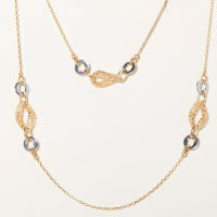 18k Two Tone Gold Textured Satellite Layering Necklace