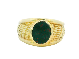 Synthetic Bloodstone Ring 10K Yellow Gold 9.99g Size:8