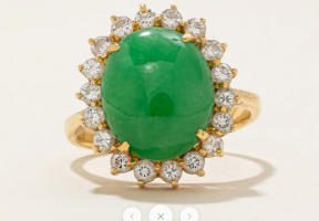Jadeite & Diamond Petal Halo Cocktail Ring