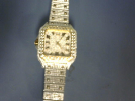 HEAVY WATCH WITH CRYSTAL BEZEL