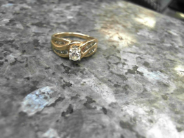 Lady's Diamond Engagement Ring 15 Diamonds .68 Carat T.W. 14K Yellow Gold 8.24g